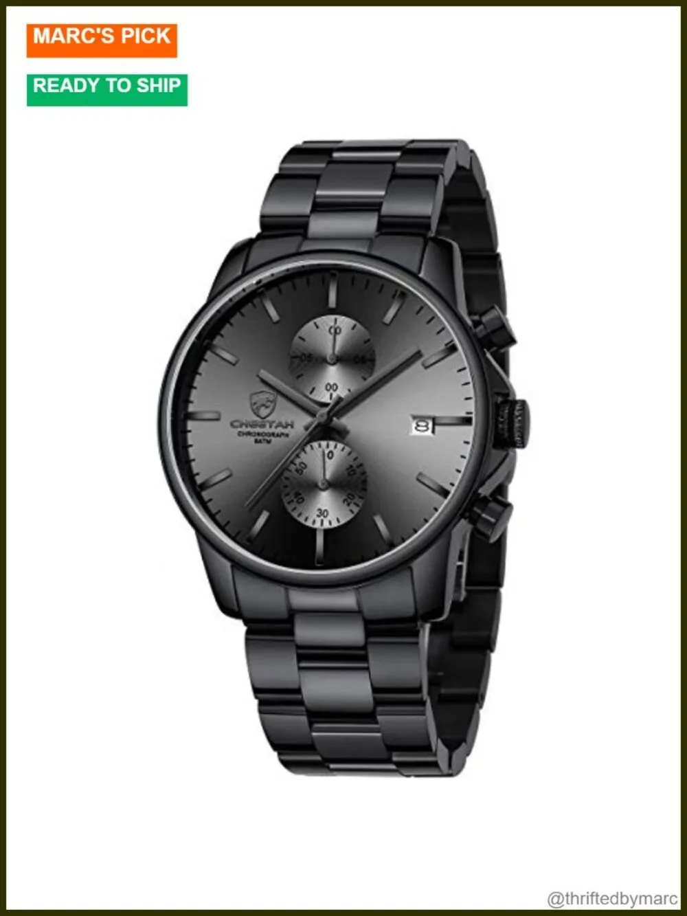 Stainless Steel Chronograph Quartz Watch with Auto Date
